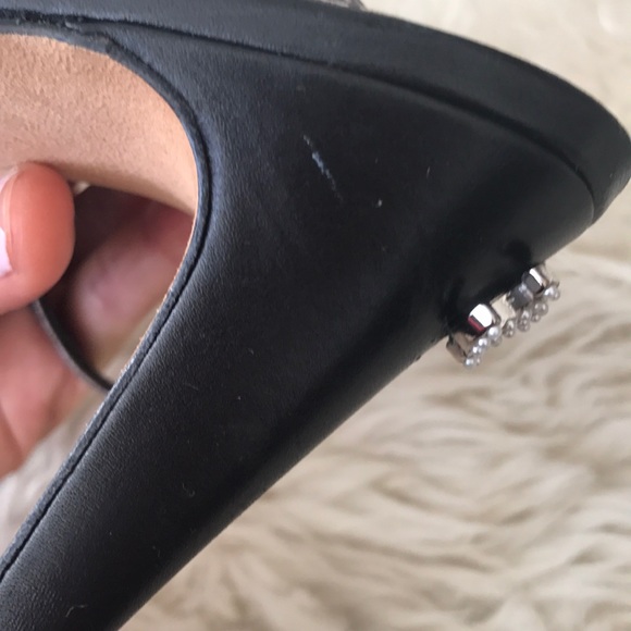 Chanel black peep toe sling back heels size 38 - Picture 7 of 8